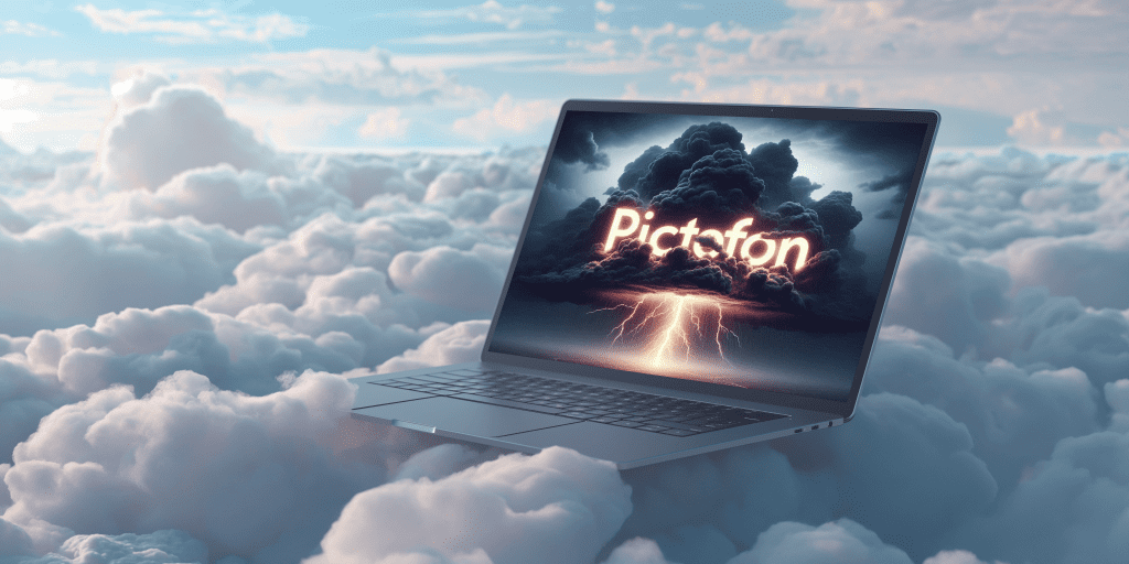 Image of a laptop in the clouds